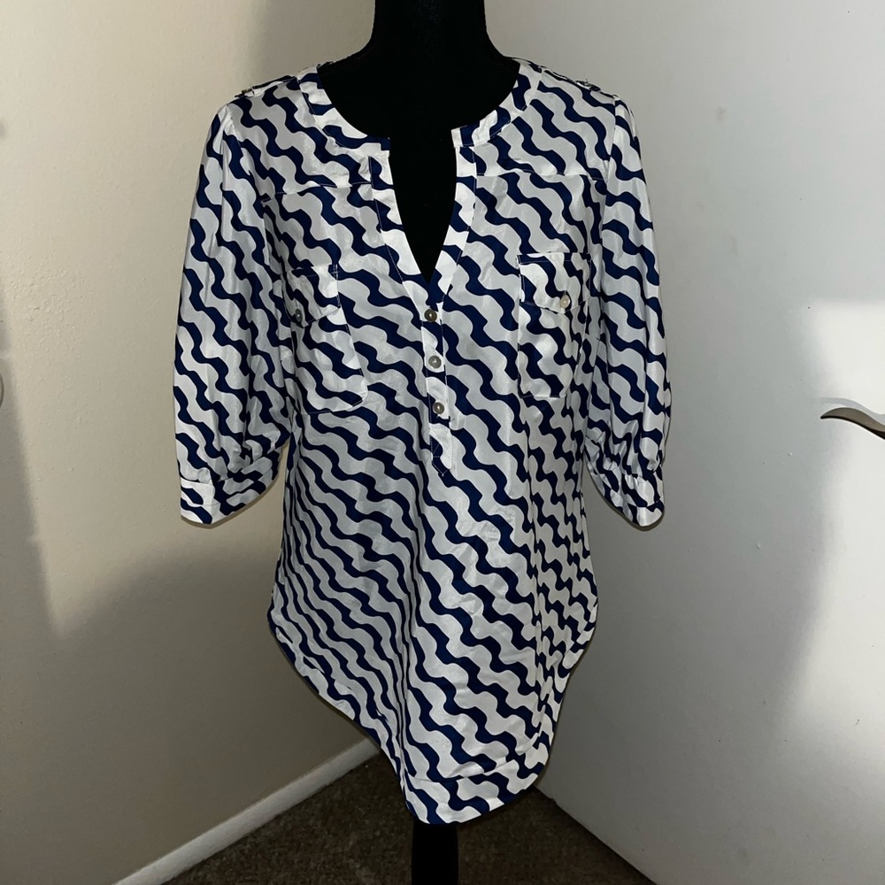 41 Hawthorn Navy and White Blouse